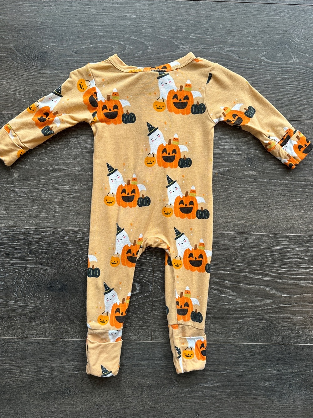 Spearmint LOVE Halloween pumpkin ghost zip up romper - Picture 4 of 5